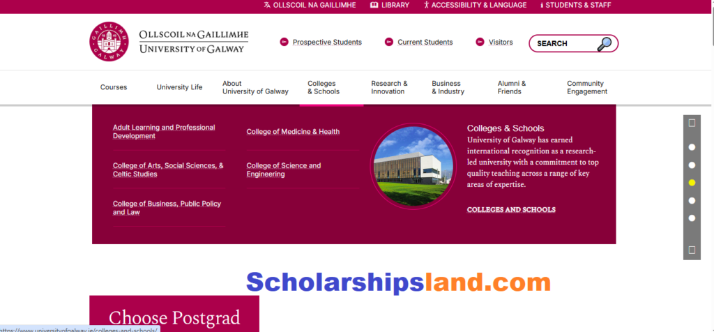 University of Galway Ireland Scholarship 2027