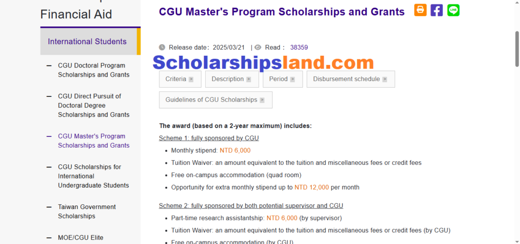 Chang Gung University Scholarship Taiwan 2026