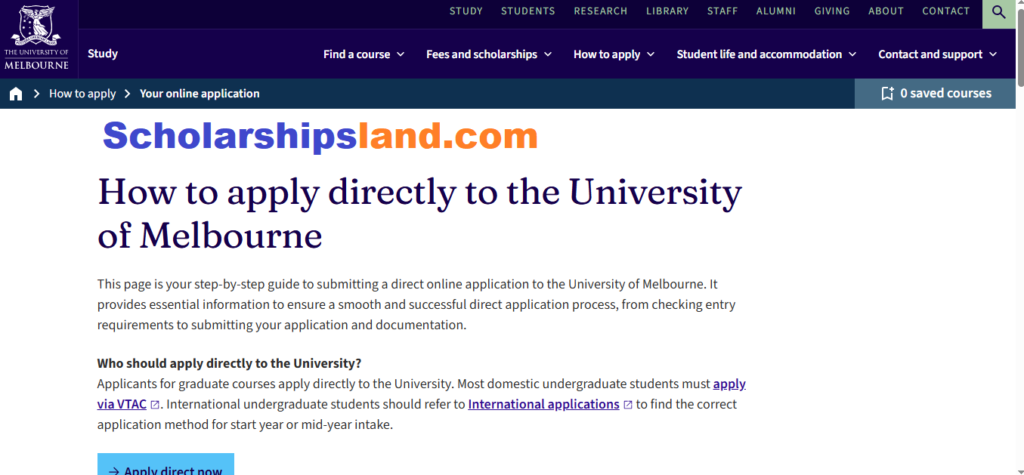 University of Melbourne Scholarships 2027