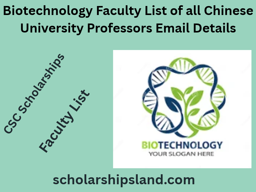 Biotechnology Faculty List of all Chinese