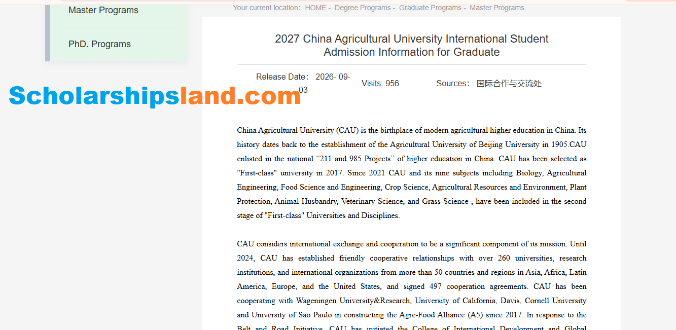 China Agricultural University CAU CSC