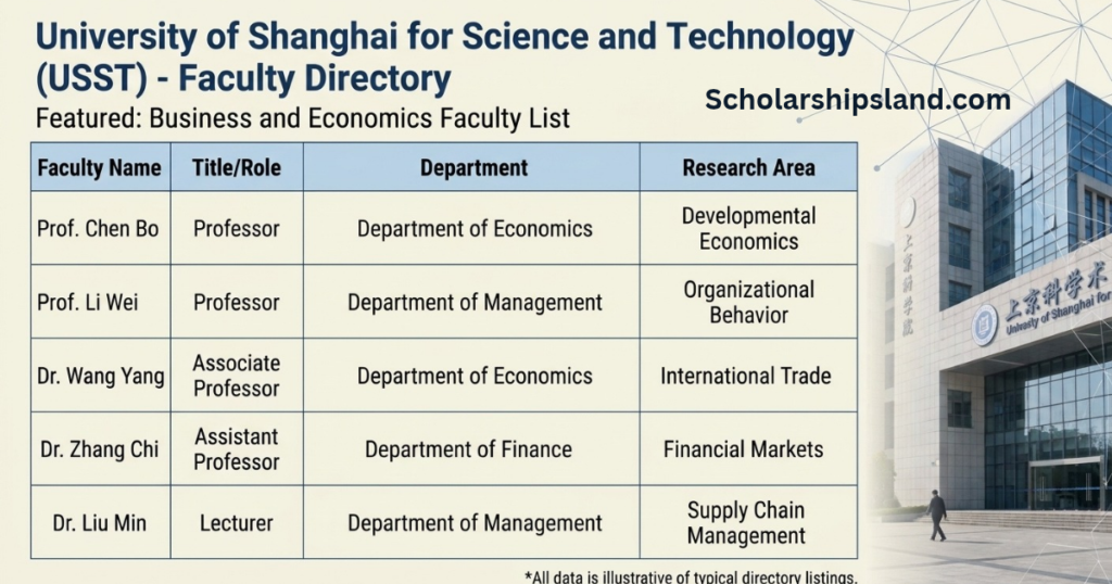 University of Shanghai for Science and Technology Faculty List